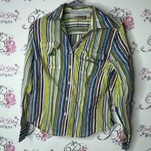 I.e relaxed button up shirt long sleeve collar Striped Multicolor cotton Shirt